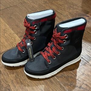 Sorel Black and Red Winter Boots